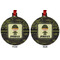 Green Camo Metal Ball Ornament - Front and Back