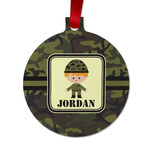Green Camo Metal Ball Ornament - Double Sided w/ Name or Text