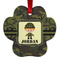Green Camo Metal Paw Ornament - Double Sided w/ Name or Text