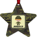 Green Camo Metal Star Ornament - Double Sided w/ Name or Text