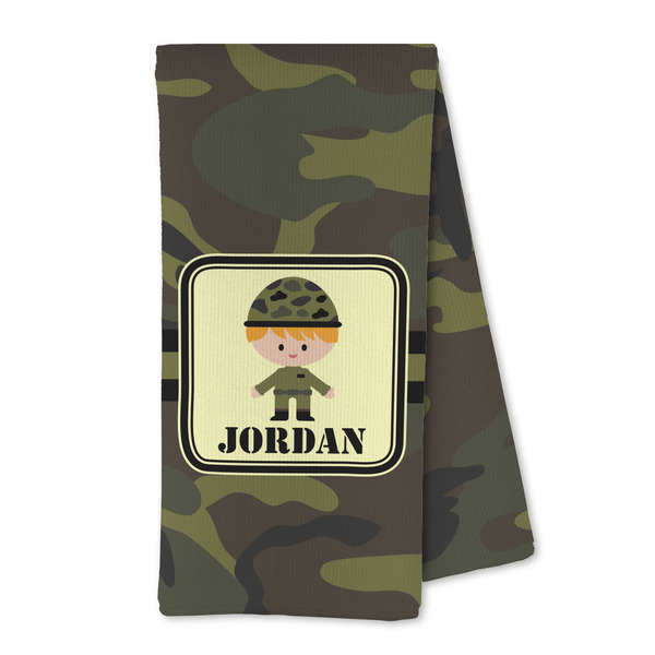 Custom Green Camo Kitchen Towel - Microfiber (Personalized)