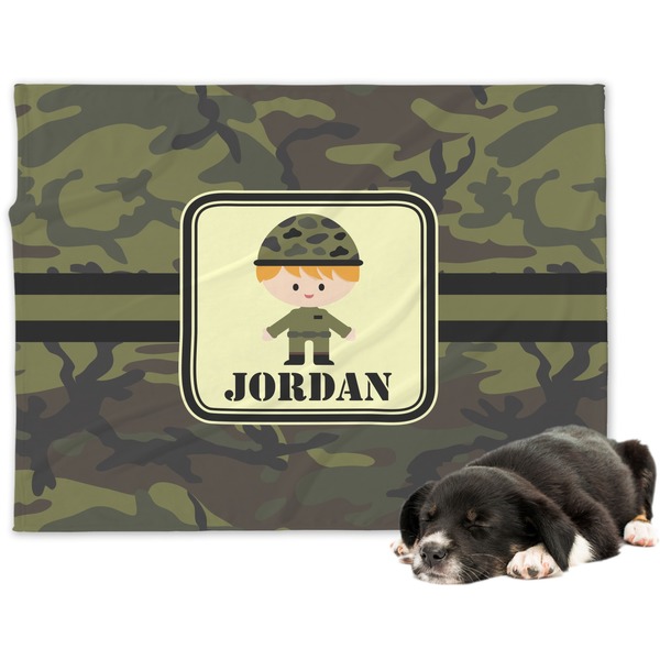 Custom Green Camo Dog Blanket - Large (Personalized)