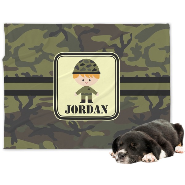 Custom Green Camo Dog Blanket - Regular (Personalized)