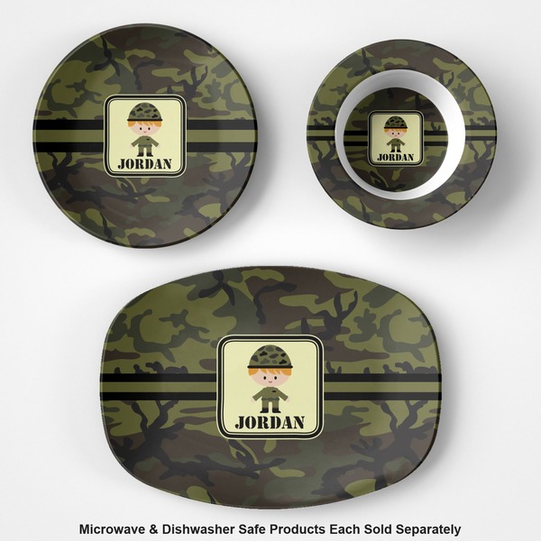 Green Camo Microwave & Dishwasher Safe CP Plastic Dishware - Group