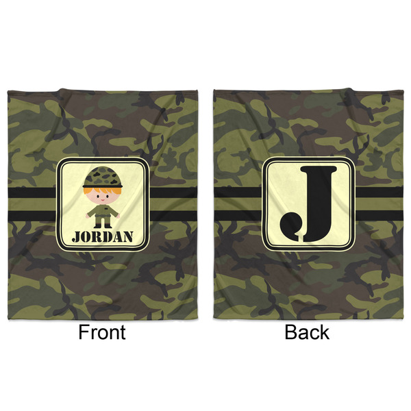 Green Camo Minky Blanket - 50"x60" - Double Sided - Front & Back