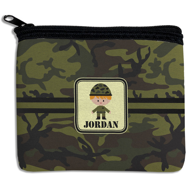 Custom Green Camo Rectangular Coin Purse (Personalized)