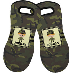 Green Camo Neoprene Oven Mitts - Set of 2 w/ Name or Text