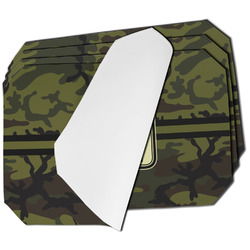 Green Camo Dining Table Mat - Octagon - Set of 4 (Single-Sided) w/ Name or Text