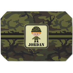 Green Camo Dining Table Mat - Octagon (Single-Sided) w/ Name or Text