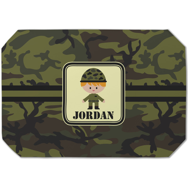 Custom Green Camo Dining Table Mat - Octagon (Single-Sided) w/ Name or Text