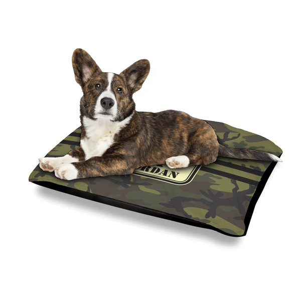 Green Camo Outdoor Dog Beds - Medium - IN CONTEXT