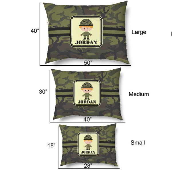 Green Camo Outdoor Dog Beds - SIZE CHART