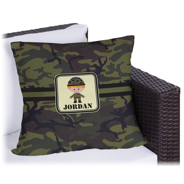 Custom Green Camo Outdoor Pillow (Personalized)