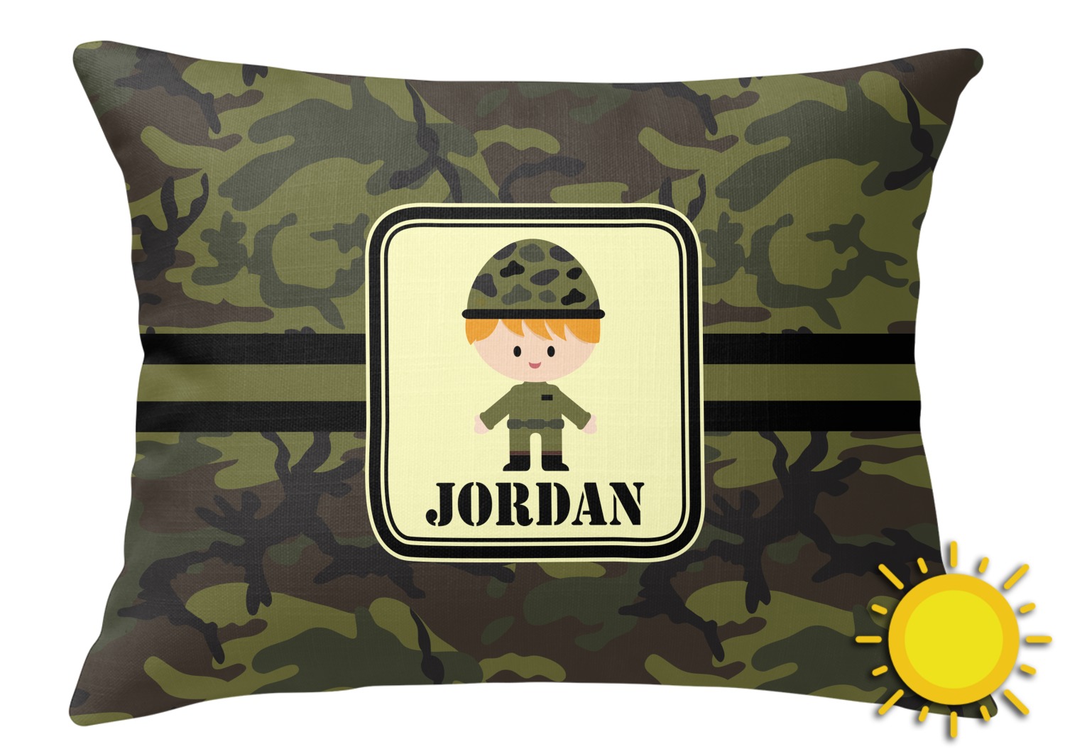 Custom Green Camo Outdoor Throw Pillow (Rectangular) (Personalized