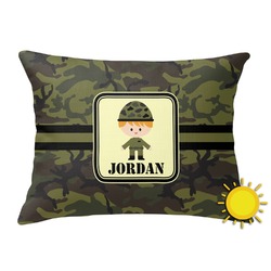 Green Camo Outdoor Throw Pillow (Rectangular) (Personalized)
