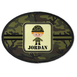 Green Camo Iron On Oval Patch w/ Name or Text