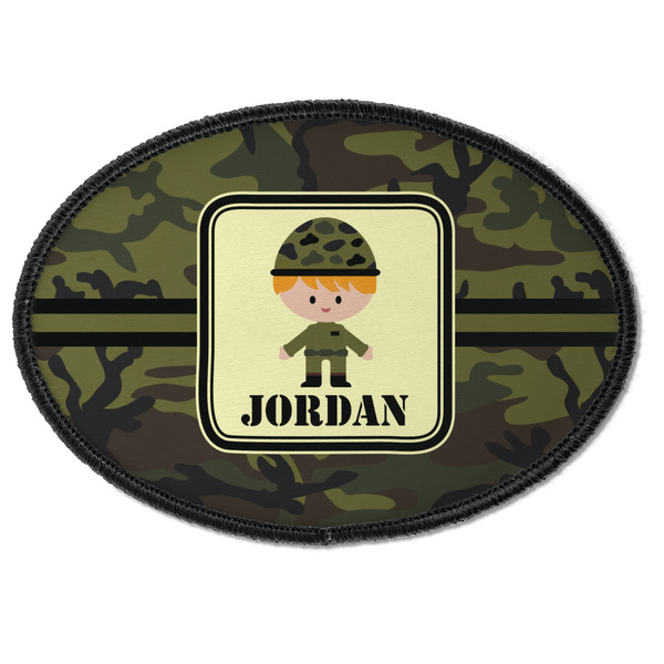 Custom Green Camo Iron On Oval Patch w/ Name or Text