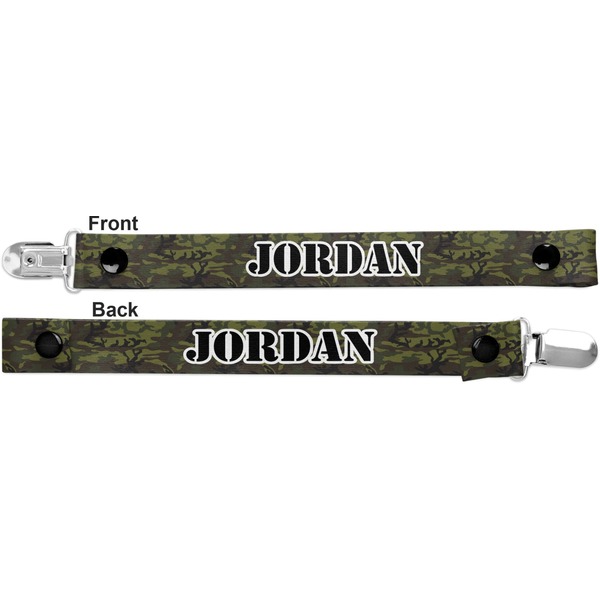 Green Camo Pacifier Clip - Front and Back