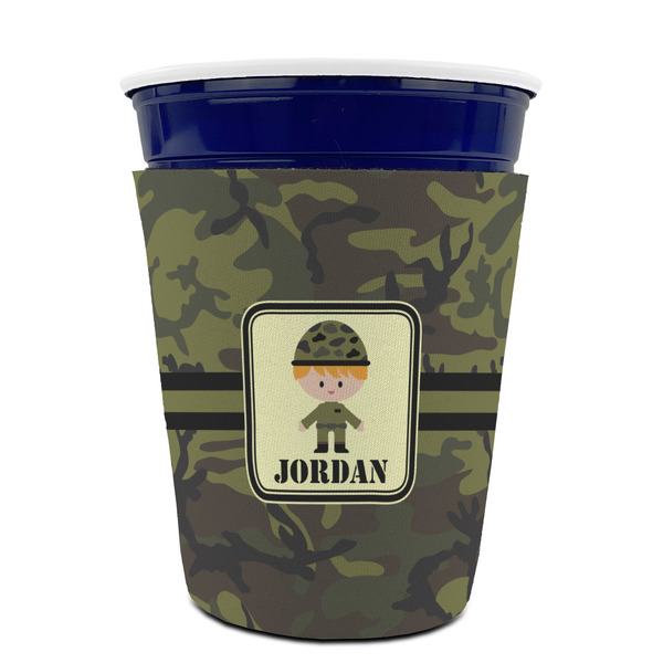 Green Camo Party Cup Sleeves - without bottom - FRONT (on cup)