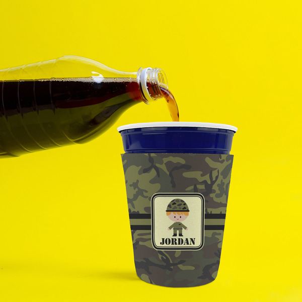 Green Camo Party Cup Sleeves - without bottom - Lifestyle