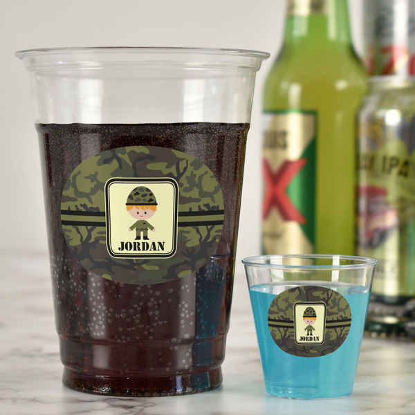 Green Camo Party Cups - 16oz - In Context