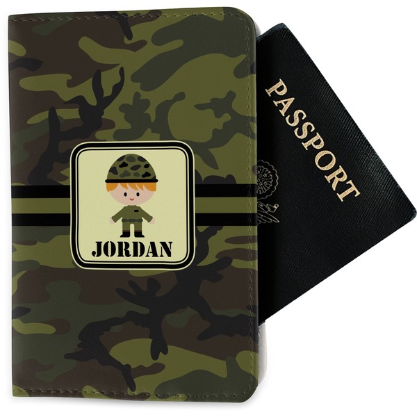Custom Green Camo Passport Holder - Fabric (Personalized)