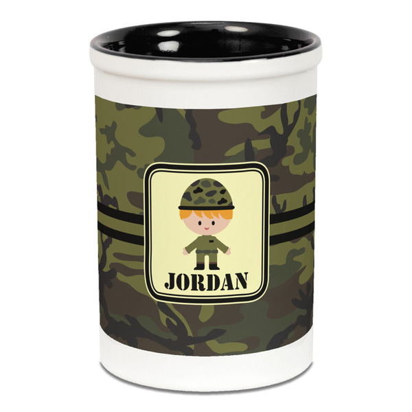 Green Camo Pencil Holder - Black