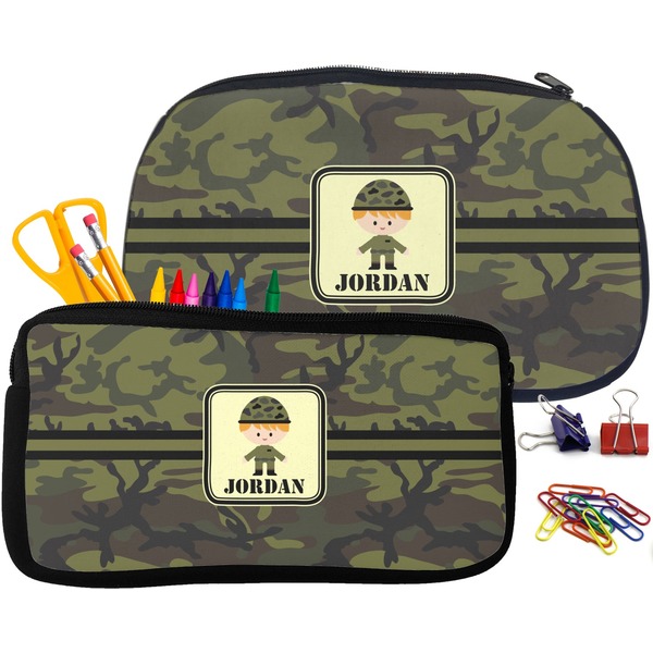 Green Camo Pencil / School Supplies Bags Small and Medium