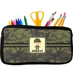Green Camo Neoprene Pencil Case - Small w/ Name or Text