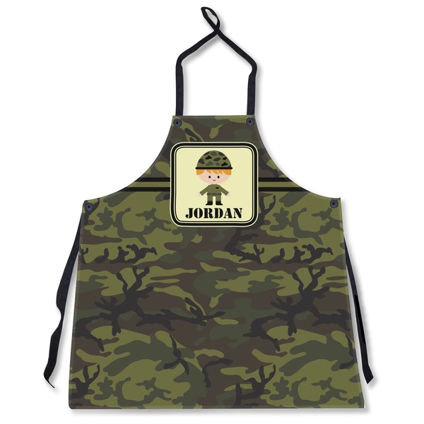 Custom Green Camo Apron Without Pockets w/ Name or Text