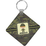 Green Camo Diamond Plastic Keychain w/ Name or Text