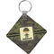 Green Camo Diamond Plastic Keychain w/ Name or Text