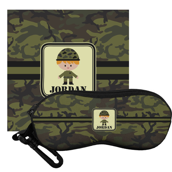Custom Green Camo Eyeglass Case & Cloth (Personalized)