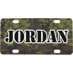 Green Camo Mini / Bicycle License Plate (4 Holes) (Personalized)