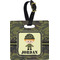 Green Camo Plastic Luggage Tag - Square w/ Name or Text