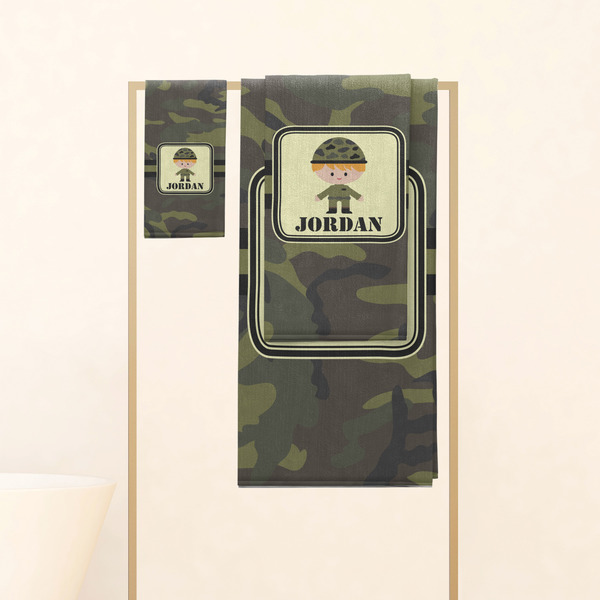 Green Camo Personalized Towel Set