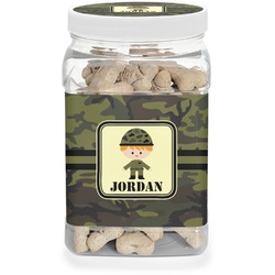 Green Camo Dog Treat Jar (Personalized)