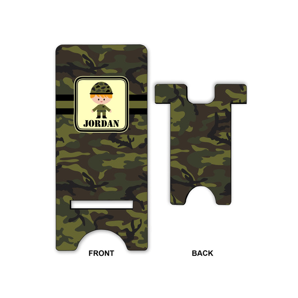 Green Camo Phone Stand - Front & Back