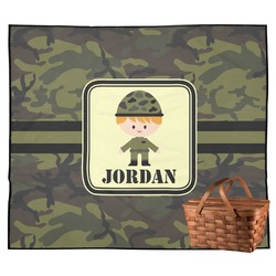 Green Camo Outdoor Picnic Blanket (Personalized)