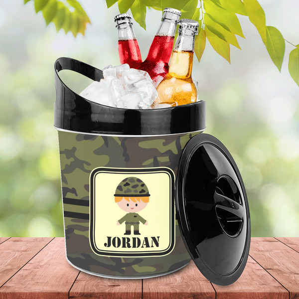 Green Camo Plastic Ice Bucket - LIFESTYLE