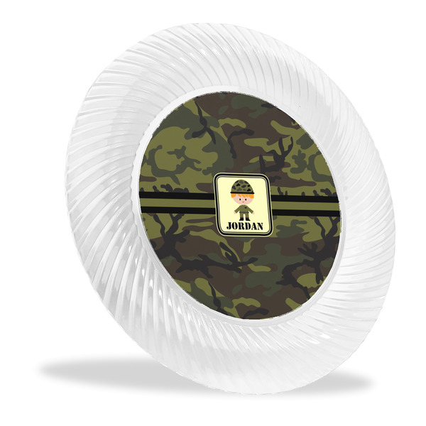 Custom Green Camo Plastic Party Dinner Plates - 10" (Personalized)
