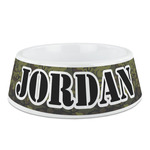 Green Camo Plastic Dog Bowl - Medium (Personalized)