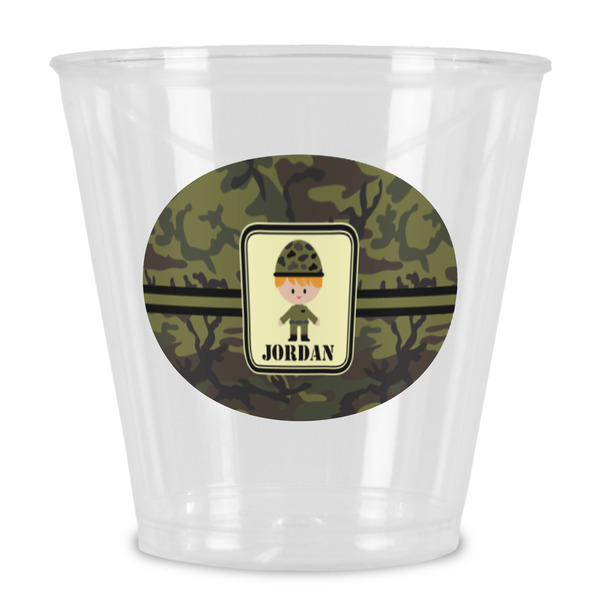 Custom Green Camo Plastic Shot Glass (Personalized)
