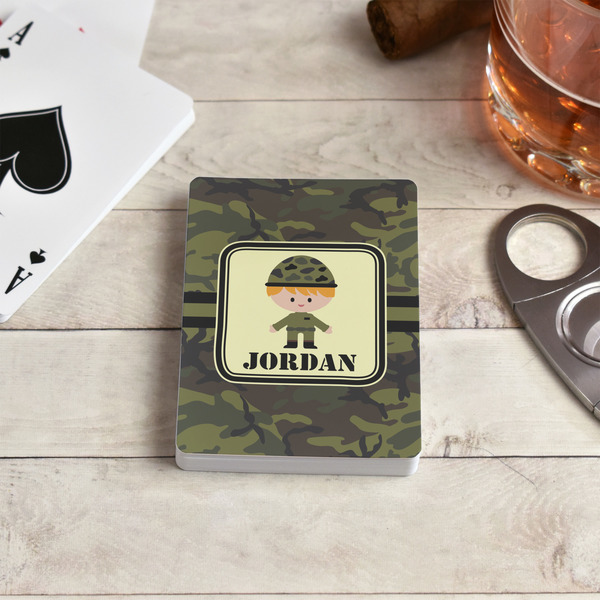 Green Camo Playing Cards - In Context