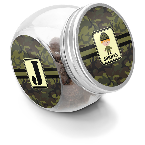 Custom Green Camo Puppy Treat Jar (Personalized)
