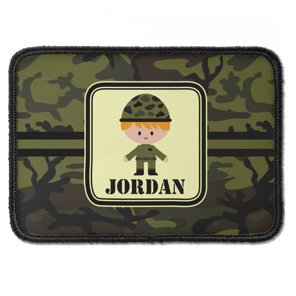 Custom Green Camo Iron On Rectangle Patch w/ Name or Text