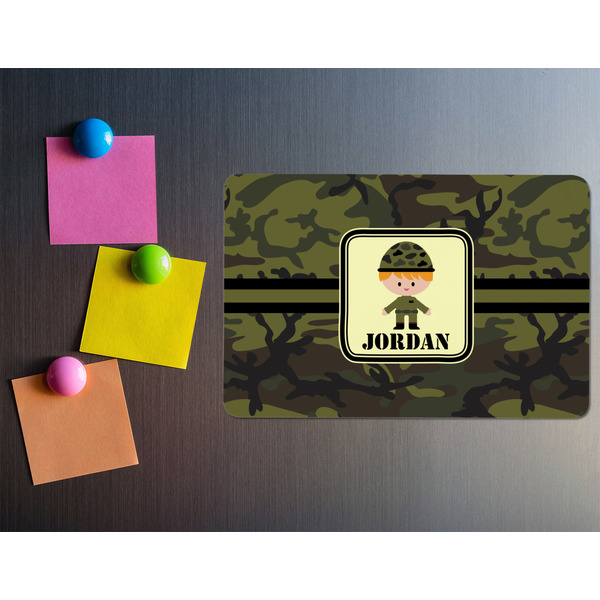 Green Camo Rectangular Fridge Magnet - LIFESTYLE