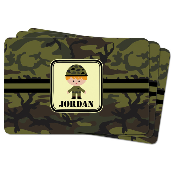 Green Camo Rectangular Fridge Magnet - THREE