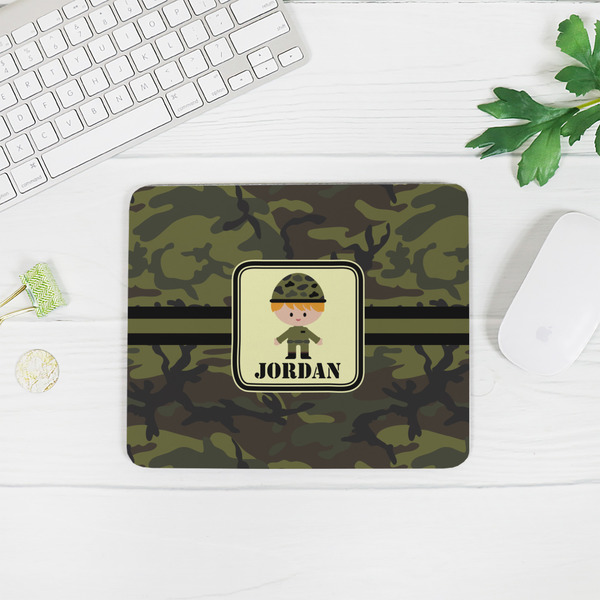 Green Camo Rectangular Mouse Pad - LIFESTYLE 2