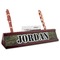 Green Camo Red Mahogany Nameplates with Business Card Holder - Angle